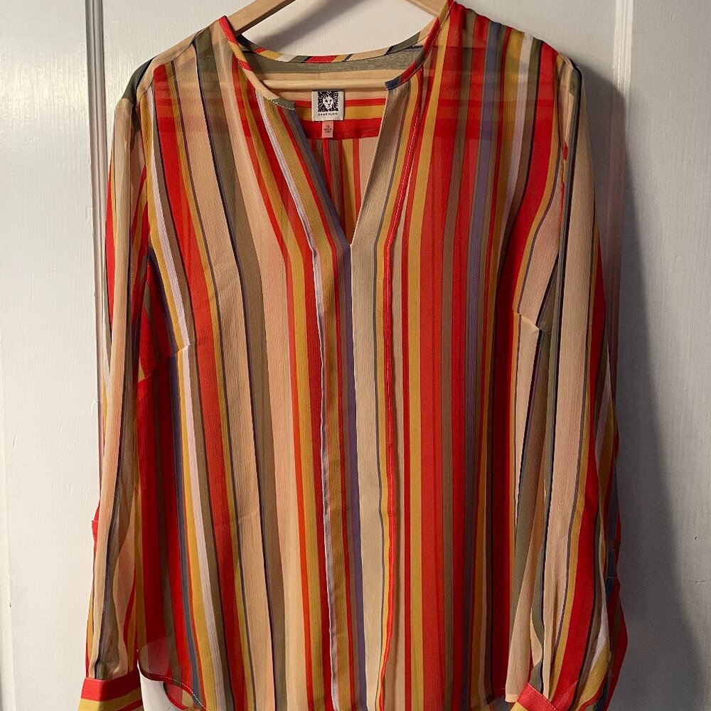 Anne Klein Sheer tunic striped blouse